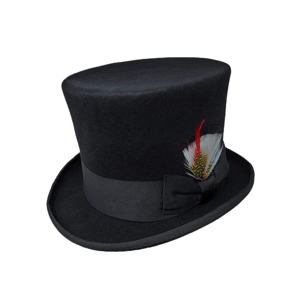 2350 Differenttouch 100% Wool Felt Top Hats Victorian, Black, Size Medium